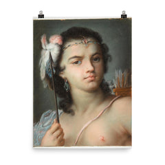 Personification of America by Rosalba Carriera, 1700s poster on a plain backdrop in size 8"x10".