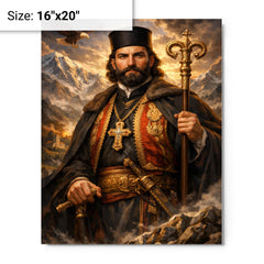 Petar II Petrovic Njegos mountain prince bishop portrait metal print on a plain backdrop in size 16"x20".