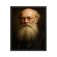 Peter Kropotkin portrait framed print on a plain backdrop in size 16"x20".