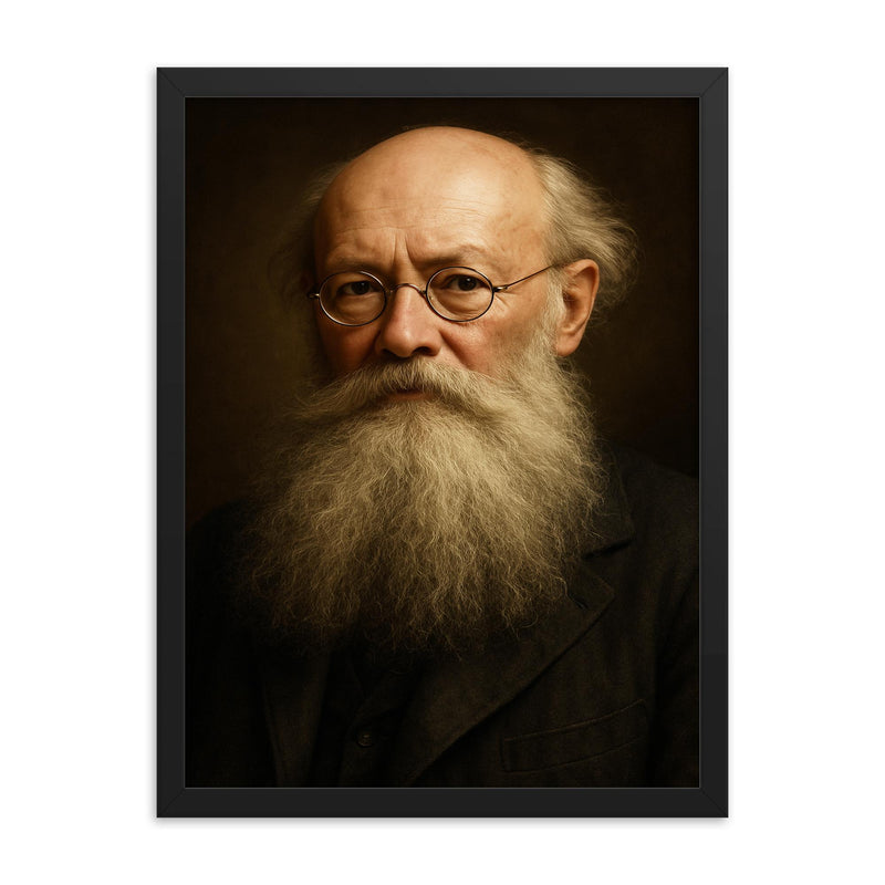 Peter Kropotkin portrait framed print on a plain backdrop in size 18