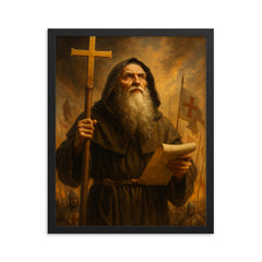 Peter the Hermit framed print on a plain backdrop in size 16"x20".