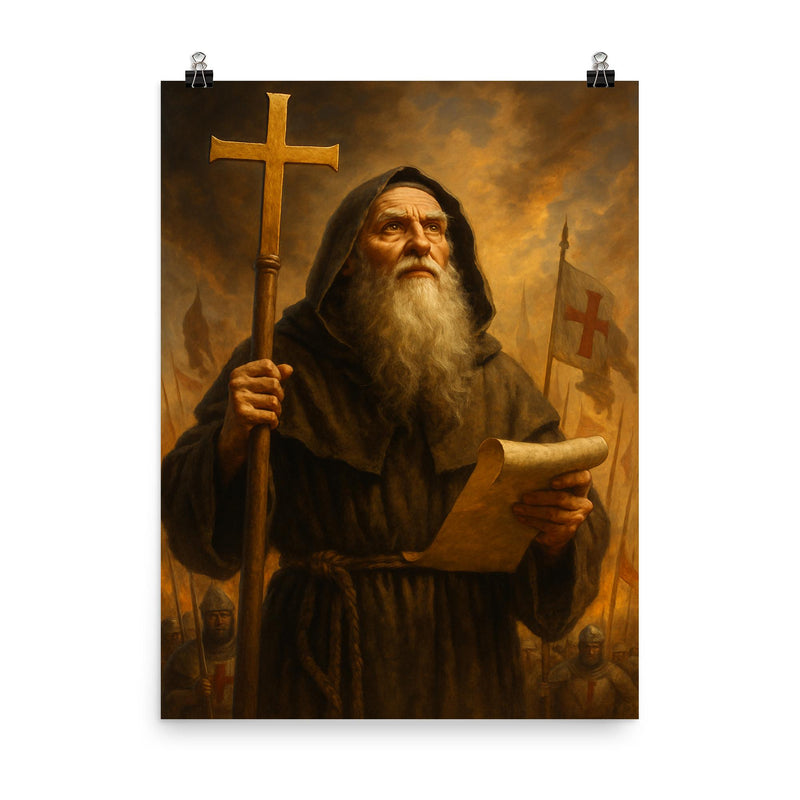 Peter the Hermit poster on a plain backdrop in size 8