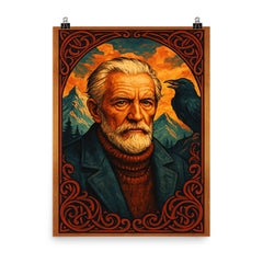 Peter Wessel Zapffe poster on a plain backdrop in size 8"x10".