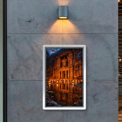 Petra Treasury by torchlight after rain poster 2