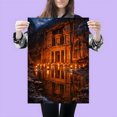Petra Treasury by torchlight after rain poster 3