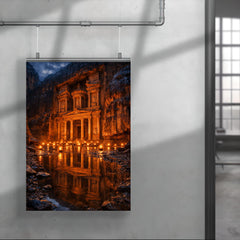 Petra Treasury by torchlight after rain poster 4