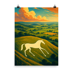 Pewsey White Horse England poster on a plain backdrop in size 8"x10".