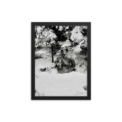Pfc George A. Guckenberger in Foxhole, 506th PIR, 101st Airborne Division, Siege of Bastogne, January 14, 1945 framed print on a plain backdrop in size 12"x16".