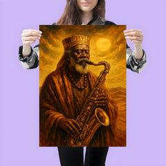 Pharoah Sanders desert gold spiritual sax portrait poster 3