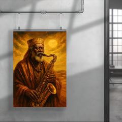 Pharoah Sanders desert gold spiritual sax portrait poster 4