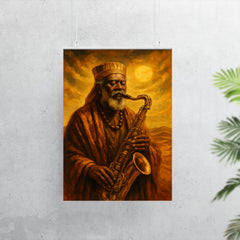 Pharoah Sanders desert gold spiritual sax portrait poster 7