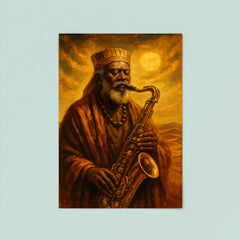 Pharoah Sanders desert gold spiritual sax portrait poster 8