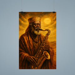 Pharoah Sanders desert gold spiritual sax portrait poster 9