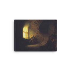 Philosopher in Meditation by Rembrandt van Rijn canvas print on a plain backdrop in size 12"x16".