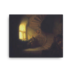Philosopher in Meditation by Rembrandt van Rijn canvas print on a plain backdrop in size 16"x20".