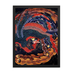 Phoenix by Hokusai framed print on a plain backdrop in size 18"x24".
