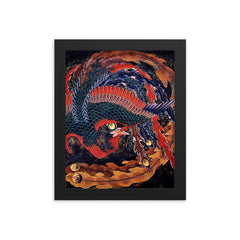 Phoenix by Hokusai framed print on a plain backdrop in size 8"x10".