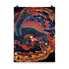 Phoenix by Hokusai poster on a plain backdrop in size 8"x10".