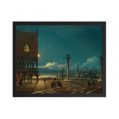 Piazza San Marco by Moonlight, Venice by Giovanni Grubacs framed print on a plain backdrop in size 16"x20".