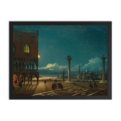 Piazza San Marco by Moonlight, Venice by Giovanni Grubacs framed print on a plain backdrop in size 18"x24".