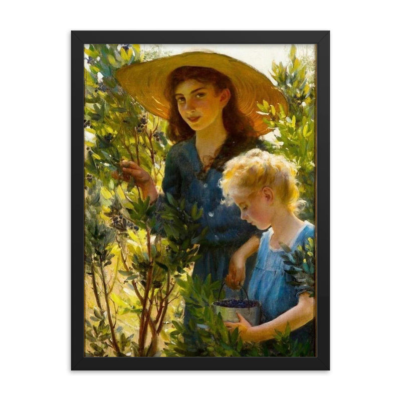 Picking Blueberries by Charles Courtney Curran, 1909 framed print on a plain backdrop in size 18