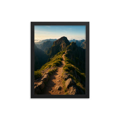 Pico do Arieiro Ridge Madeira Portugal framed print on a plain backdrop in size 12"x16".