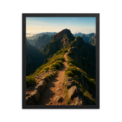Pico do Arieiro Ridge Madeira Portugal framed print on a plain backdrop in size 16"x20".