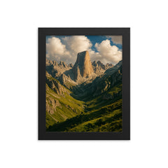 Picos de Europa Naranjo de Bulnes Spain framed print on a plain backdrop in size 8"x10".
