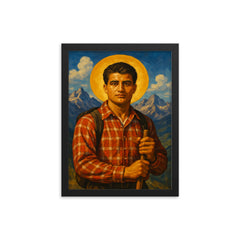 Pier Giorgio Frassati framed print on a plain backdrop in size 12"x16".