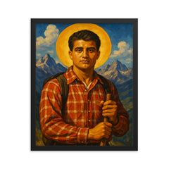 Pier Giorgio Frassati framed print on a plain backdrop in size 16"x20".
