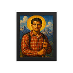 Pier Giorgio Frassati framed print on a plain backdrop in size 8"x10".