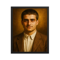 Pier Giorgio Frassati portrait framed print on a plain backdrop in size 16"x20".