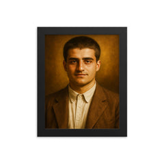 Pier Giorgio Frassati portrait framed print on a plain backdrop in size 8"x10".