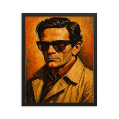 Pier Paolo Pasolini framed print on a plain backdrop in size 16"x20".