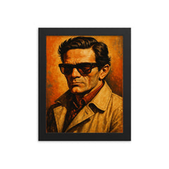 Pier Paolo Pasolini framed print on a plain backdrop in size 8"x10".