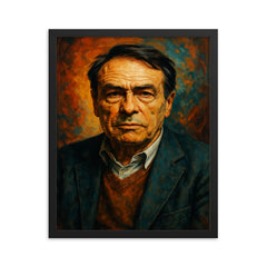 Pierre Bourdieu framed print on a plain backdrop in size 16"x20".