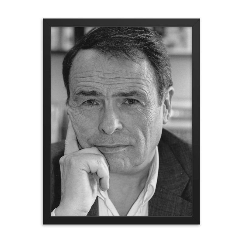 Pierre Bourdieu framed print on a plain backdrop in size 18