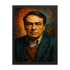 Pierre Bourdieu framed print on a plain backdrop in size 18"x24".