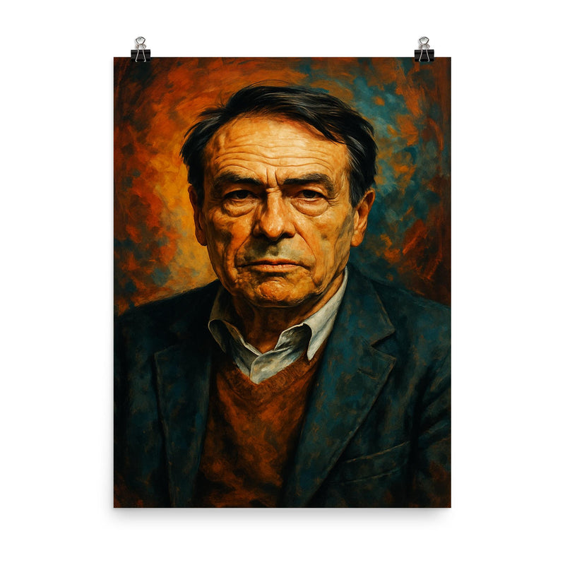 Pierre Bourdieu poster on a plain backdrop in size 8