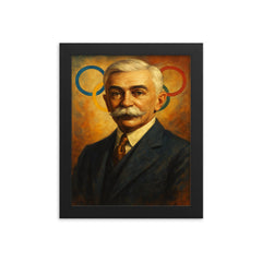 Pierre de Coubertin framed print on a plain backdrop in size 8"x10".