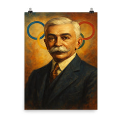 Pierre de Coubertin poster on a plain backdrop in size 8"x10".