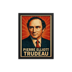 Pierre Elliott Trudeau framed print on a plain backdrop in size 12"x16".