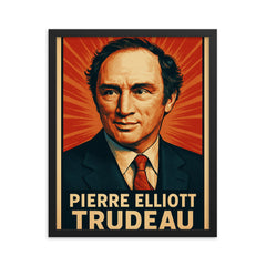 Pierre Elliott Trudeau framed print on a plain backdrop in size 16"x20".