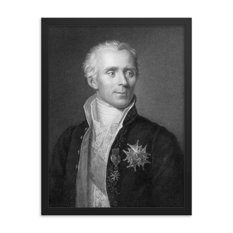 Pierre-Simon Laplace framed print on a plain backdrop in size 18