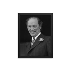 Pierre Trudeau framed print on a plain backdrop in size 12"x16".