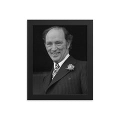 Pierre Trudeau framed print on a plain backdrop in size 8"x10".