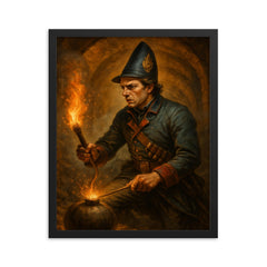 Pietro Micca framed print on a plain backdrop in size 16"x20".