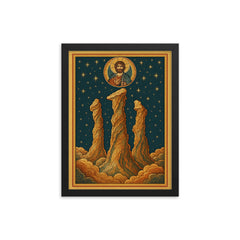 Pillars of Creation as a Byzantine icon framed print on a plain backdrop in size 12"x16".
