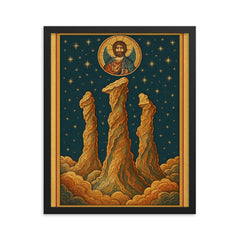 Pillars of Creation as a Byzantine icon framed print on a plain backdrop in size 16"x20".