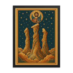 Pillars of Creation as a Byzantine icon framed print on a plain backdrop in size 18"x24".